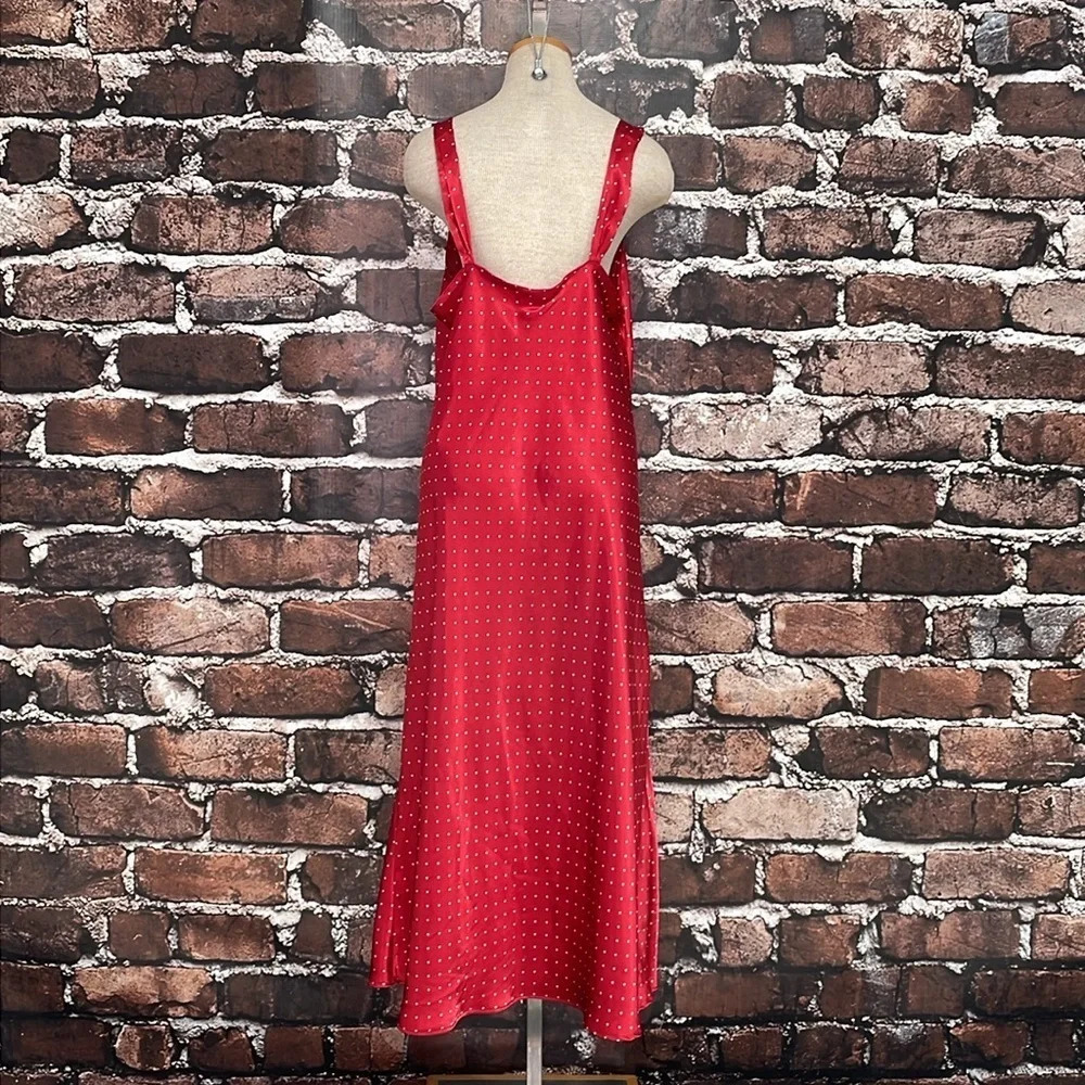 Enchanting Nightgown Women's L Large Red Polka Dots Long Sleepwear Chemise Slip - Picture 10 of 16